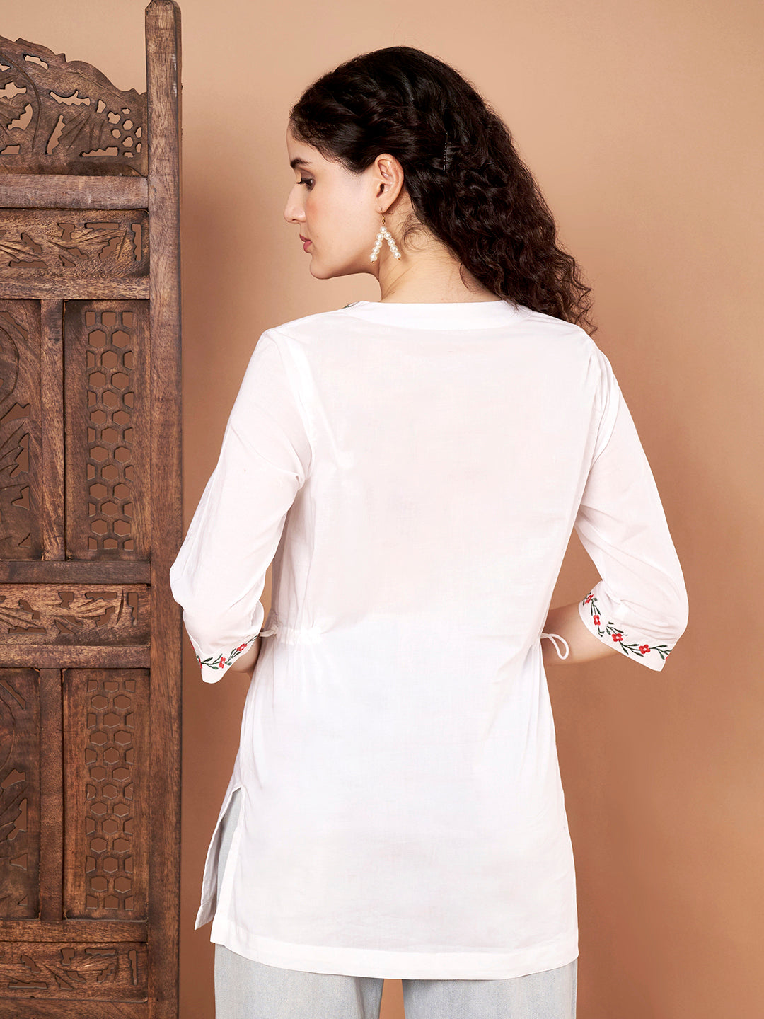 White Cotton Embroidery Kurti
back side
