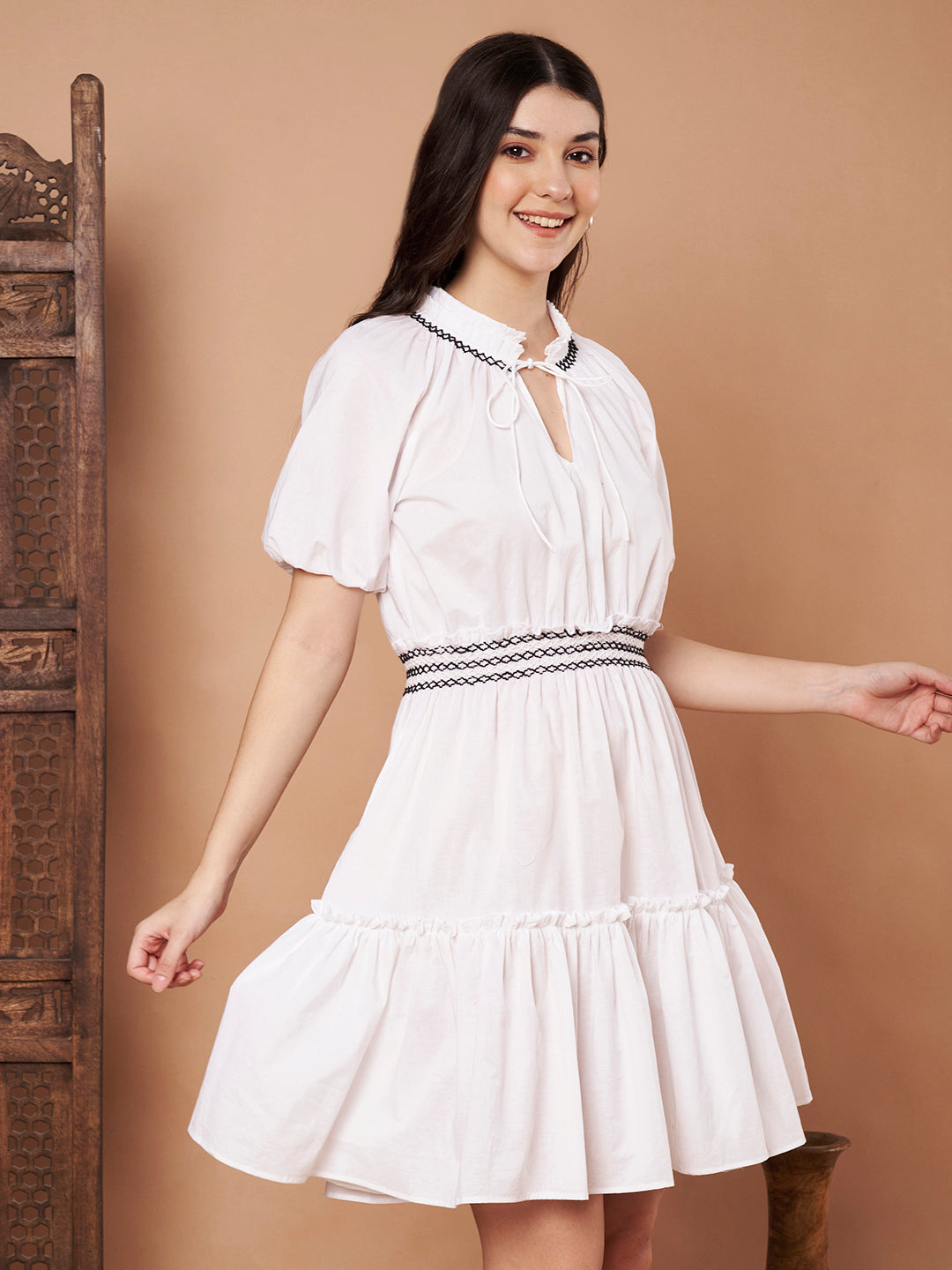 Left-side view of white cotton dress – casual summer style